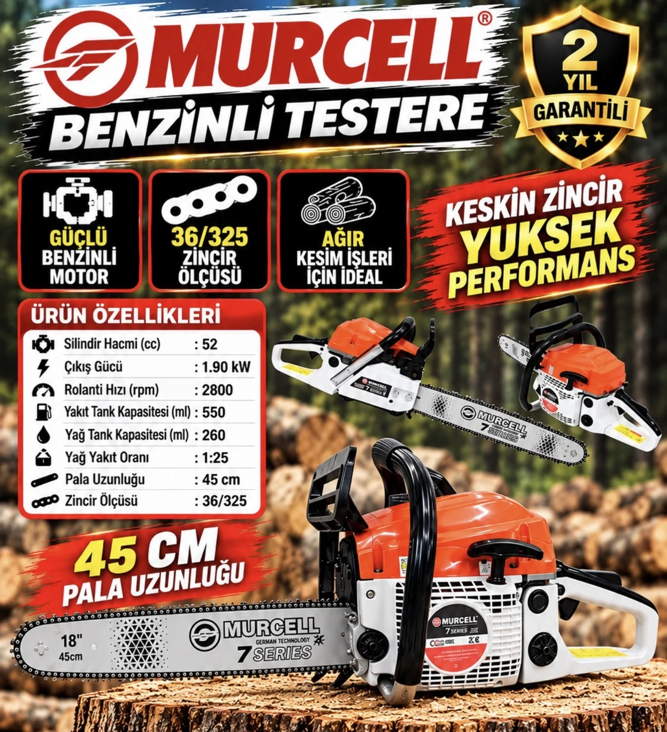 screenshot-160 MURCELL BENZİNLİ TESTERE 3.5 HP 45 CM PALA 36 DİŞ - Görsel 1